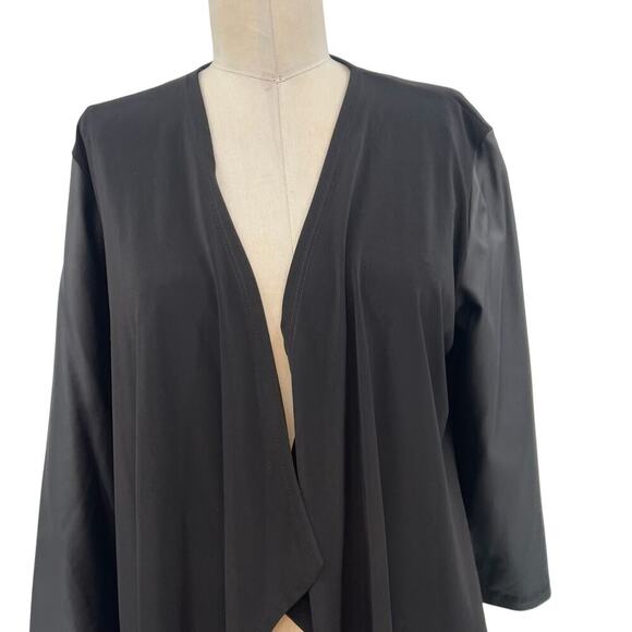 Clara Sunwoo Liquid Leather Sleeve Drape Cardigan Black Size Large *flawed - Picture 2 of 12